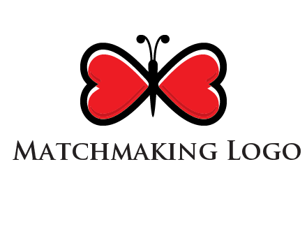 butterfly made of heart wings logo