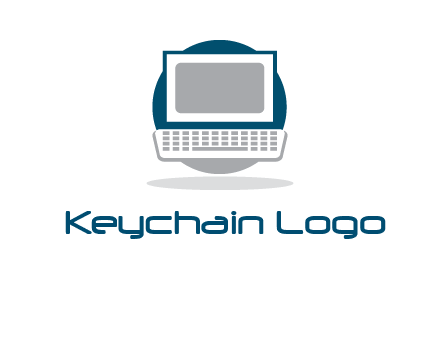 abstract monitor and keyboard inside the circle logo