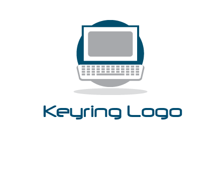 abstract monitor and keyboard inside the circle logo