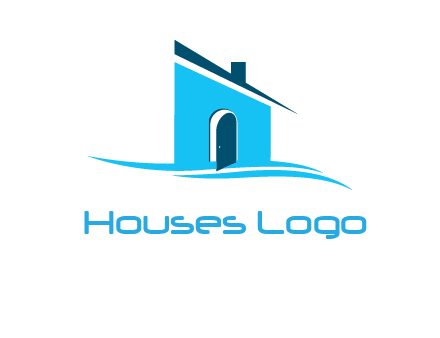 half cut abstract house stand on swoosh logo
