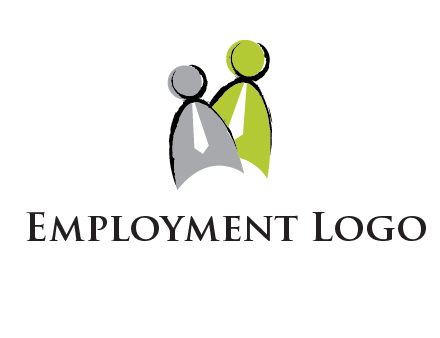 two abstract persons with tie logo