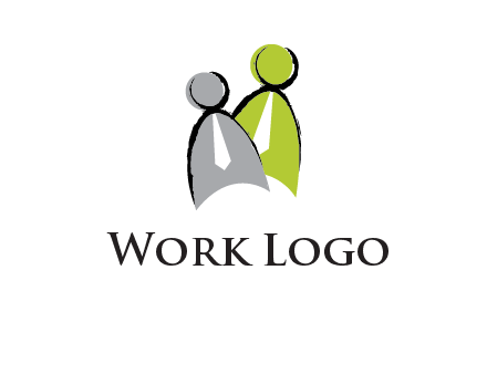 two abstract persons with tie logo