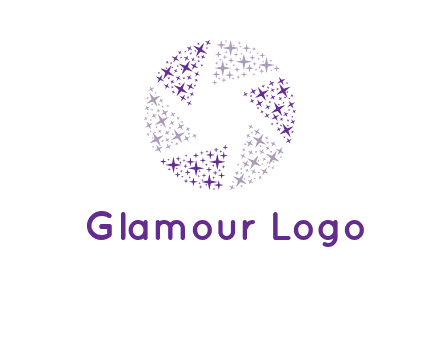 shining stars forming camera shutter logo