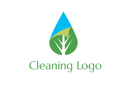 water drop with leaf and folded corner logo