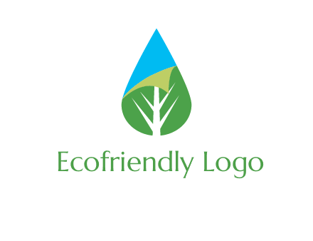water drop with leaf and folded corner logo