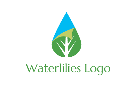 water drop with leaf and folded corner logo
