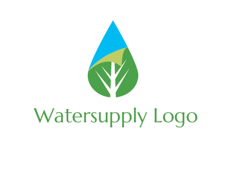 water drop with leaf and folded corner logo