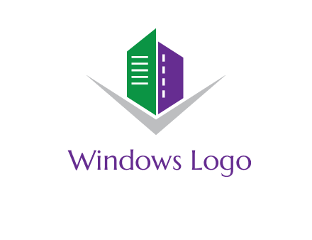 abstract building with letter v logo