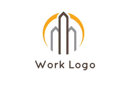 abstract building with circle logo