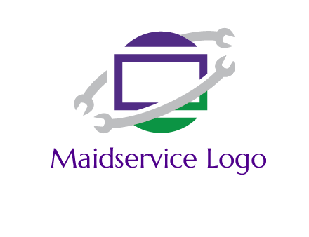 open end wrenches around monitor logo