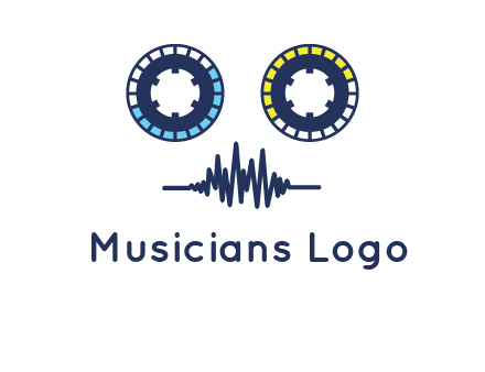 cassette reel with sound waves logo