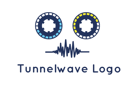 cassette reel with sound waves logo