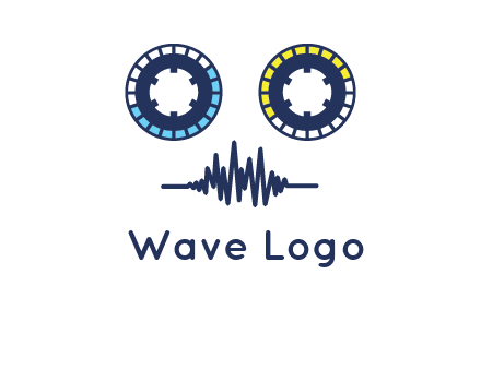 cassette reel with sound waves logo
