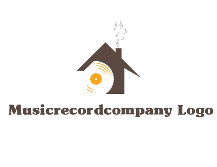 disk inside house with music notes logo