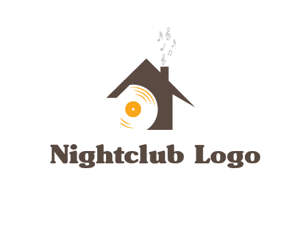 disk inside house with music notes logo