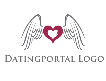 heart with angel wings logo