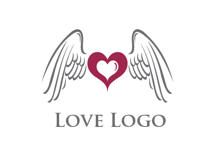 heart with angel wings logo