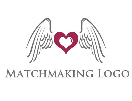 heart with angel wings logo