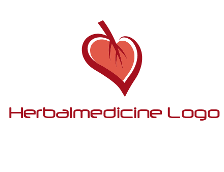 abstract leaf combined with heart logo