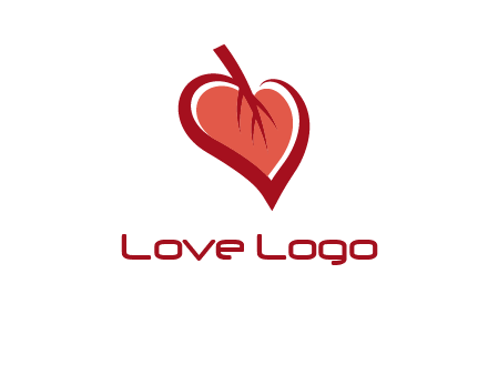 abstract leaf combined with heart logo