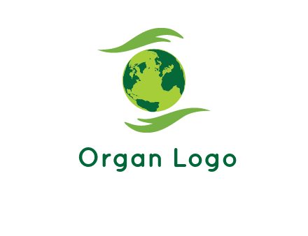 globe with abstract caring hand logo
