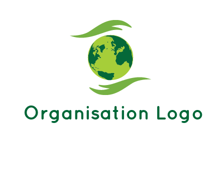 globe with abstract caring hand logo