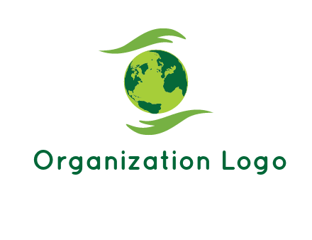 globe with abstract caring hand logo
