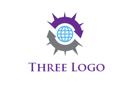 globe inside two arrows representing abstract sun logo