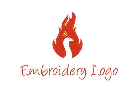 abstract peacock in fire flames icon