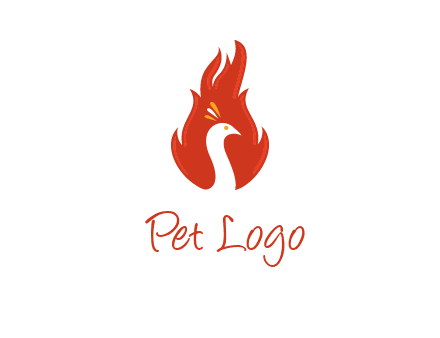 abstract peacock in fire flames icon