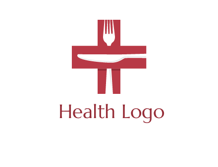 abstract spoon and knife in medical plus sign icon