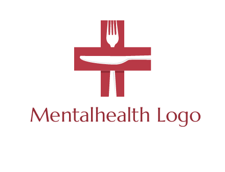 abstract spoon and knife in medical plus sign icon