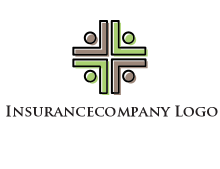 medical sign made of abstract persons logo