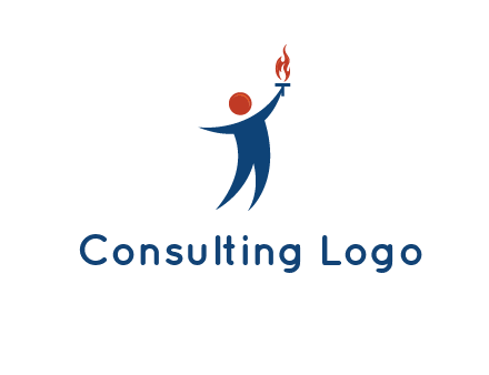 abstract person holding Olympic flame logo