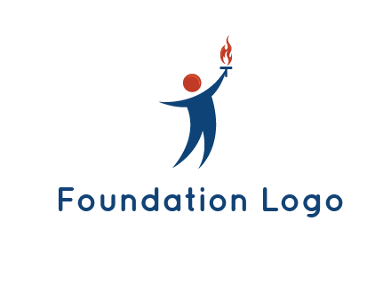abstract person holding Olympic flame logo