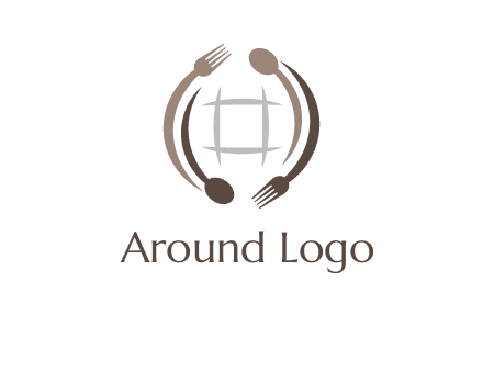 globe made of spoon and fork graphic