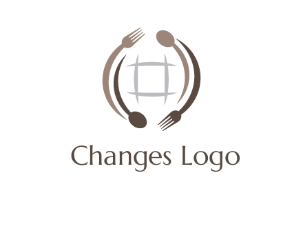 globe made of spoon and fork graphic