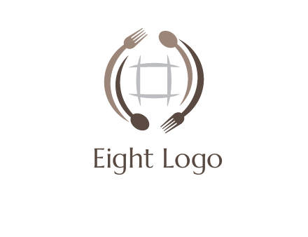 globe made of spoon and fork graphic