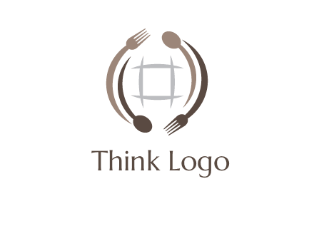 globe made of spoon and fork graphic