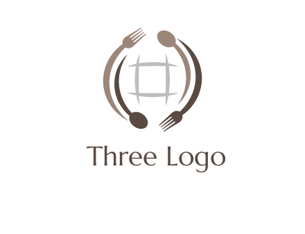 globe made of spoon and fork graphic