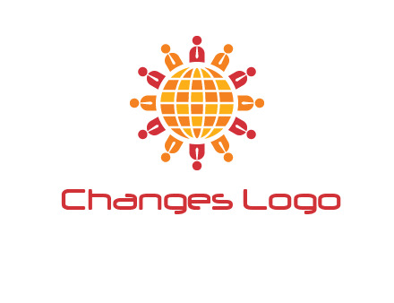 abstract people around abstract globe logo