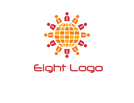 abstract people around abstract globe logo