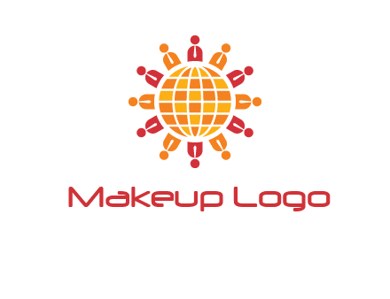 abstract people around abstract globe logo