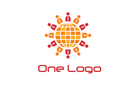 abstract people around abstract globe logo