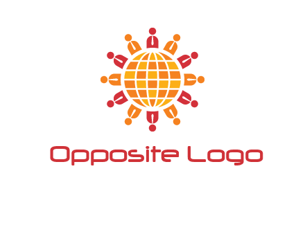 abstract people around abstract globe logo