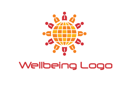 abstract people around abstract globe logo