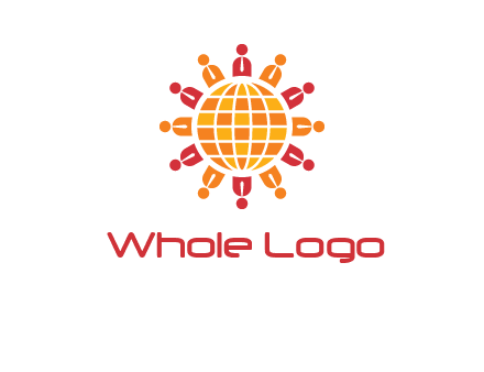 abstract people around abstract globe logo
