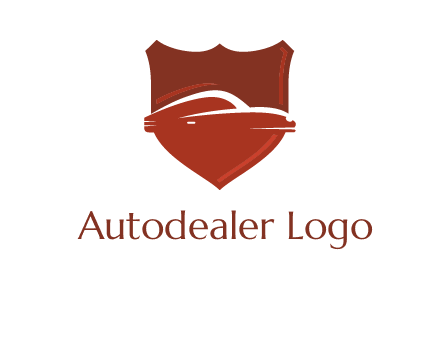 abstract car in middle of the shield icon