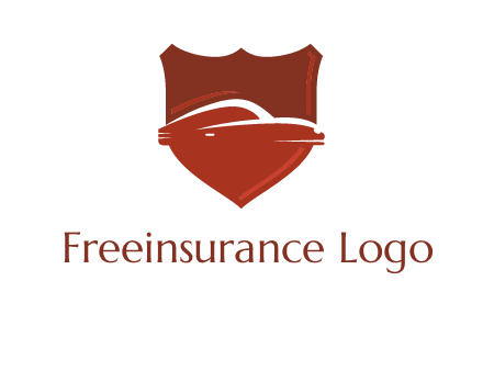 abstract car in middle of the shield icon