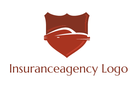 abstract car in middle of the shield icon